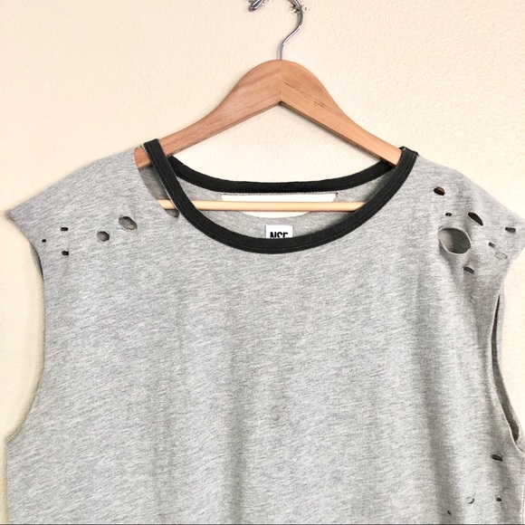 NSF Harley Distressed Muscle Boyfriend Tank Tee in Heather Grey - Picture 5 of 8